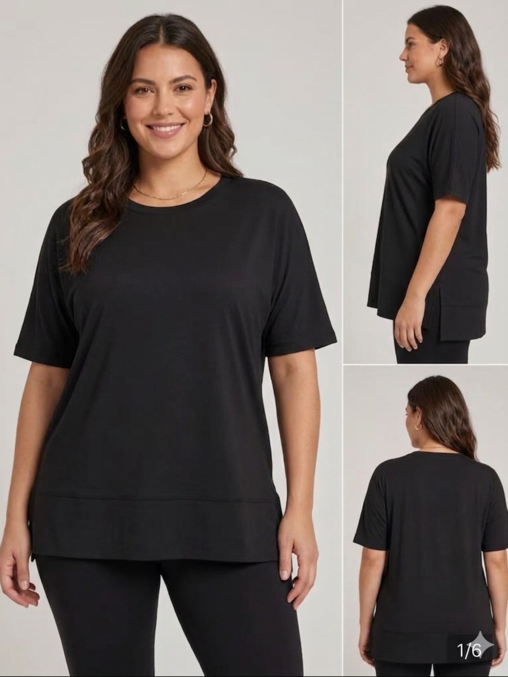 Women’s oversize Sage Black Short-Sleeve Crewneck Tee. Medium 1160